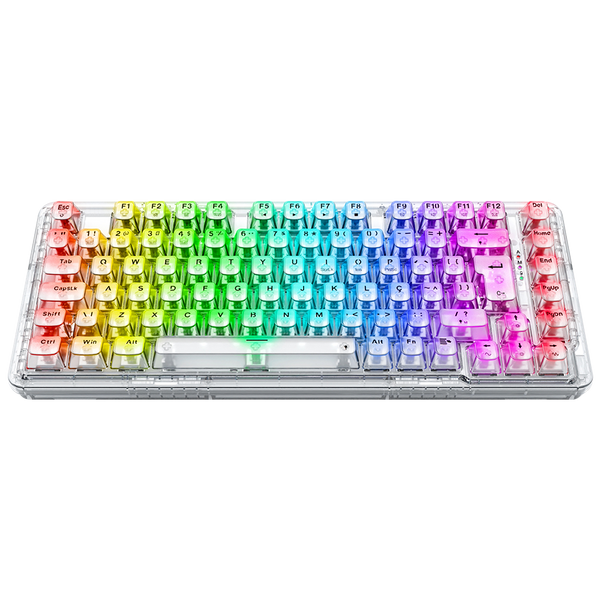 Teclado Mecânico Gamer Redragon K649 Elf Pro RGB Crystal Clear TR