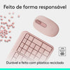 Kit Teclado e Mouse Sem Fio Logitech MK250 Rosa