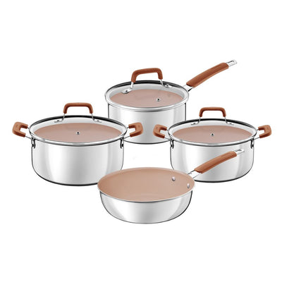 JOGO DE PANELA TRAMONTINA ROMAGNA 4 PEÇAS ACO INOX MARFIM - 28799