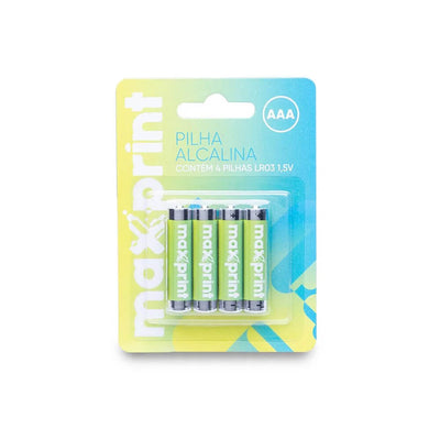 Pilha Alcalina AAA 1,5V Maxprint Palito Blister com 4 Unidades