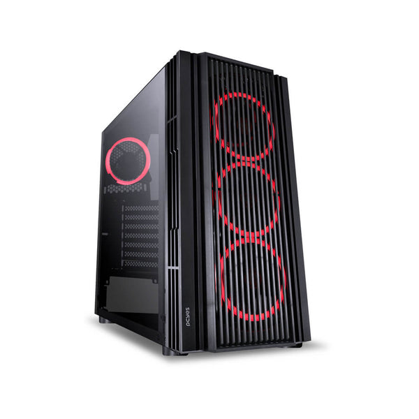 GABINETE MID-TOWER PCYES ATMOS PRETO LED VERMELHO - ATPTVM4FCV -