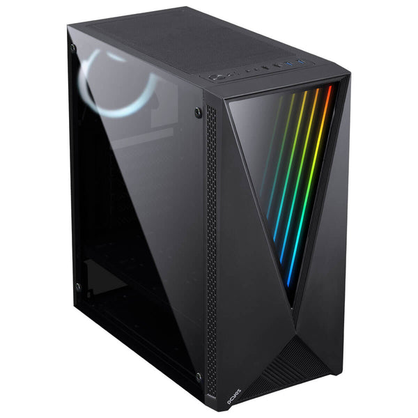 GABINETE MID-TOWER PCYES VECTOR PRETO LED RGB - VCPTRGB3FV