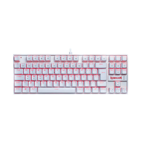 Teclado gamer mecânico Redragon K552 Kumara branco switch blue