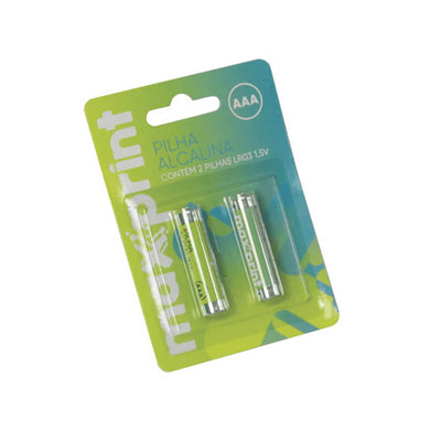 Pilha Alcalina AAA 1,5V Maxprint Palito Cartela com 2 Unidades