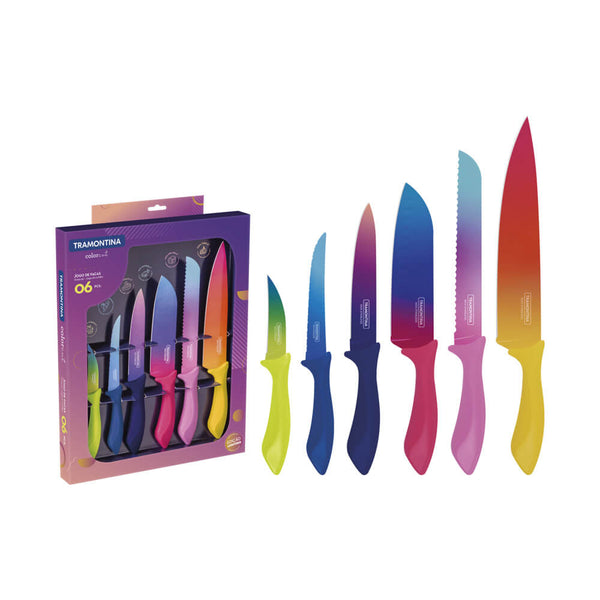 Jogo de Facas Tramontina Colorcut  Aço Inox 6 Peças