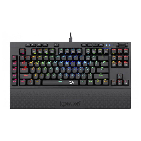 Teclado óptico gamer Redragon K588 RGB Pro Switch Marrom