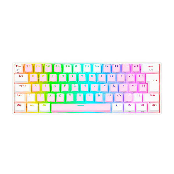 Teclado Mecânico Draconic Pro Redragon Branco RGB Switch Marrom
