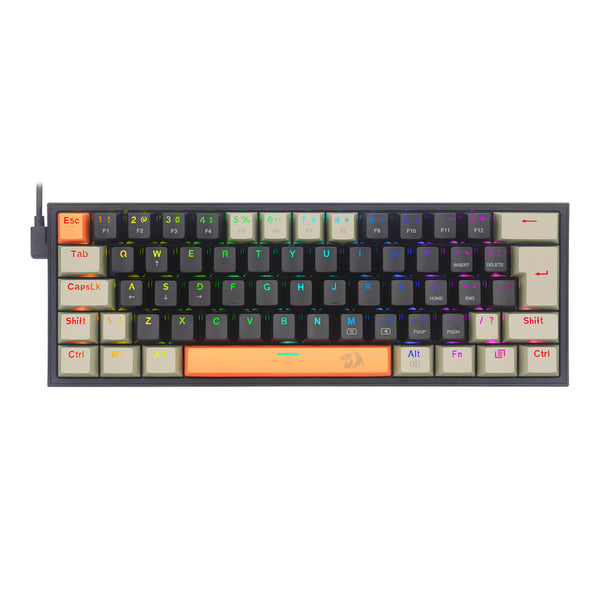 Teclado Mecânico Gamer Redragon Fizz K617 RGB Laranja e Preto