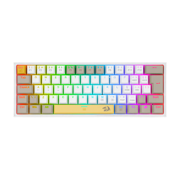 Teclado Mecânico Gamer Redragon Fizz K617 RGB Amarelo e Branco