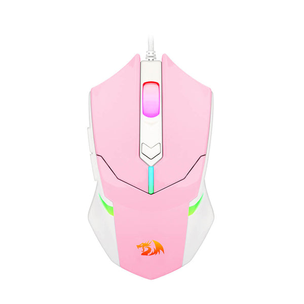 Mouse Gamer Redragon Centrophorus Bubblegum RGB Rosa e Branco