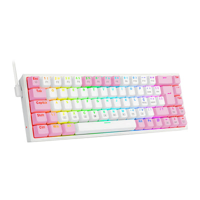 Teclado gamer mecânico Redragon K631WP-RGB Castor branco com rosa