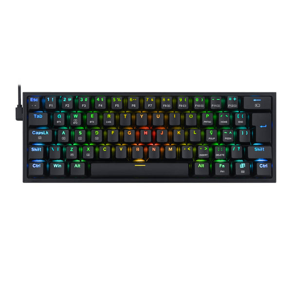 Teclado Mecânico Redragon K616 Fizz Pro Preto RGB Switch Marrom