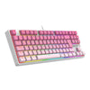 Teclado Mecânico Gamer Redragon Daksa Branco e Rosa RGB