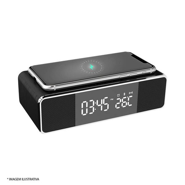 Carregador sem fio Bright com caixa de som bluetooth preto