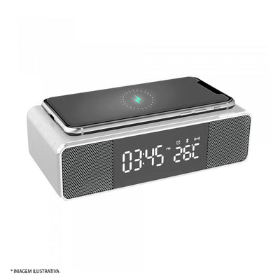 Carregador sem fio Bright com caixa de som Bluetooth branco