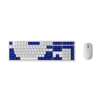 Kit teclado e mouse Akko branco e azul