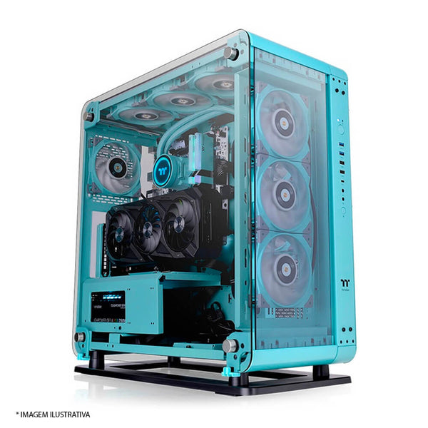 Gabinete Thermaltake gamer P6 TG Turquoise CA-1V2-00MBWN-00