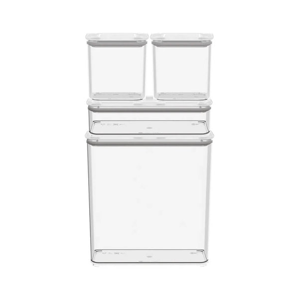 Conjunto de potes herméticos retangulares Coza Modo cristal 4 peç