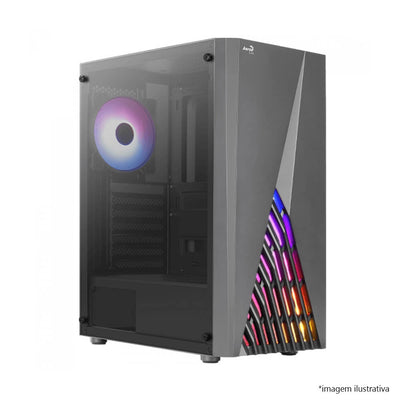 Gabinete gamer Aerocool Delta preto RGB com vidro lateral