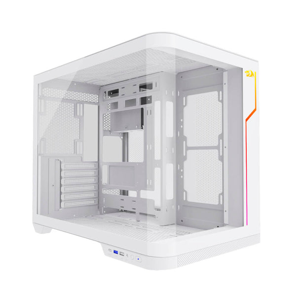 Gabinete gamer Redragon WideLoad Extreme vidro curvo branco