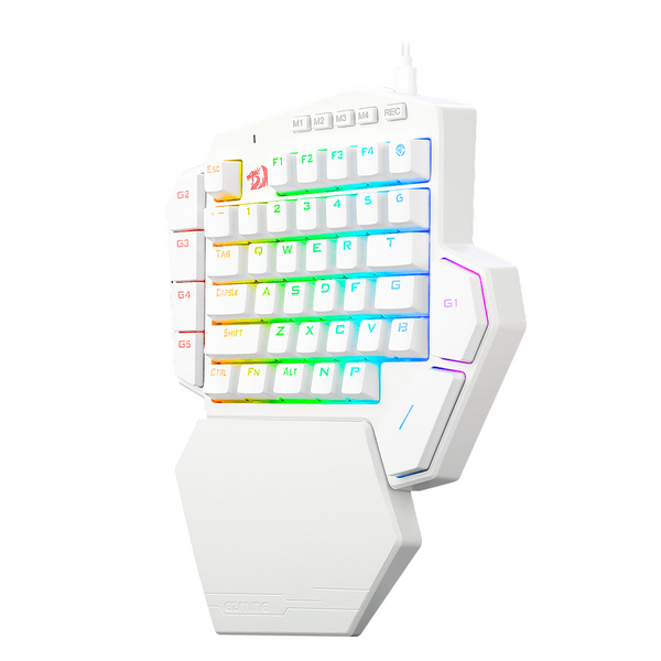 Teclado Mecânico Redragon Ditix One Hand RGB switch azul - branco