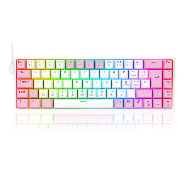 Teclado mecânico gamer Redragon Castor Switch Brown ABNT2 - Rosa