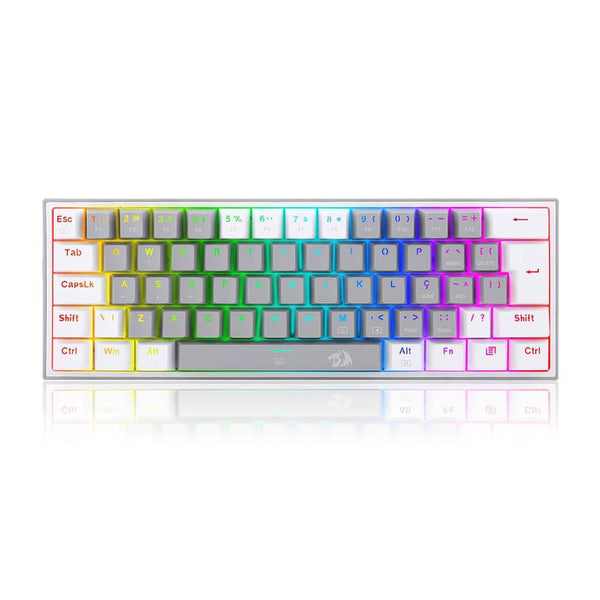 Teclado mecânico gamer Redragon K617 Fizz RGB - branco e cinza