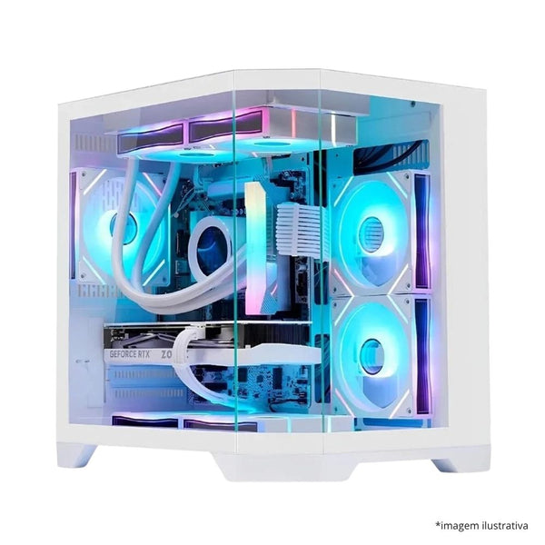 Gabinete gamer Liketec Impossible Snow branco (sem fan)