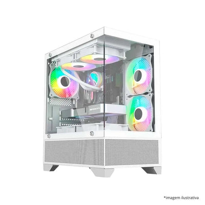 Gabinete gamer Liketec Opera Snow branco (sem fan)