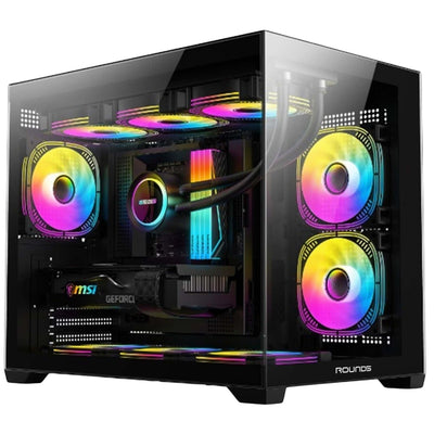 Gabinete Gamer Round5 Blast Black Micro ATX vidro temperado