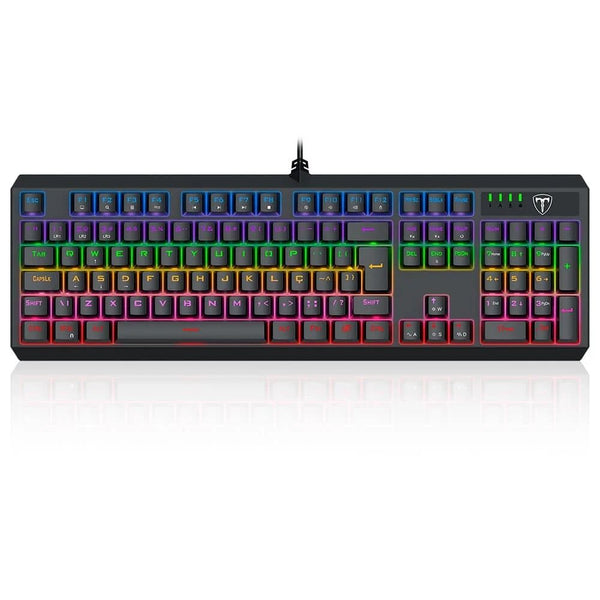 Teclado Mecânico Gamer T-Dagger Axis Rainbow Preto ABNT2