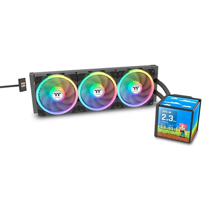 Water Cooler 360mm Thermaltake MineCube 360 Ultra ARGB com 4 Tela