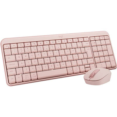 Kit Teclado e Mouse Sem Fio Logitech MK250 Rosa