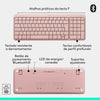Kit Teclado e Mouse Sem Fio Logitech MK250 Rosa