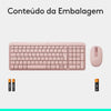 Kit Teclado e Mouse Sem Fio Logitech MK250 Rosa