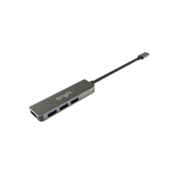 Hub USB-C Bright HB002 com 3 Portas USB 3.0 e Saída HDMI 4K
