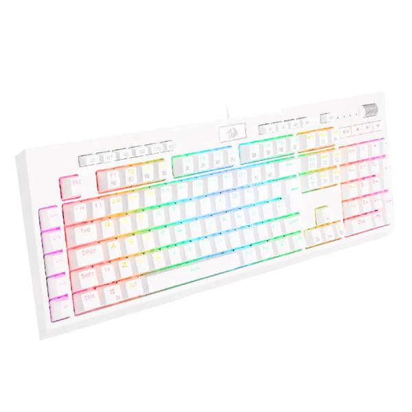Teclado Gamer Óptico Redragon Brahma K586W-RGB Pro Branco RGB
