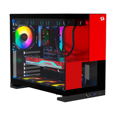 Gabinete Gamer Redragon Eternal CA-612BR Preto e Vermelho Aquário