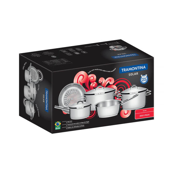 Jogo de panelas Tramontina Solar 5 peças aço inox