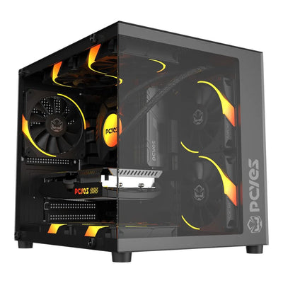Gabinete Gamer PCYES ForceField Mini Tower Black Vulcan Vidro