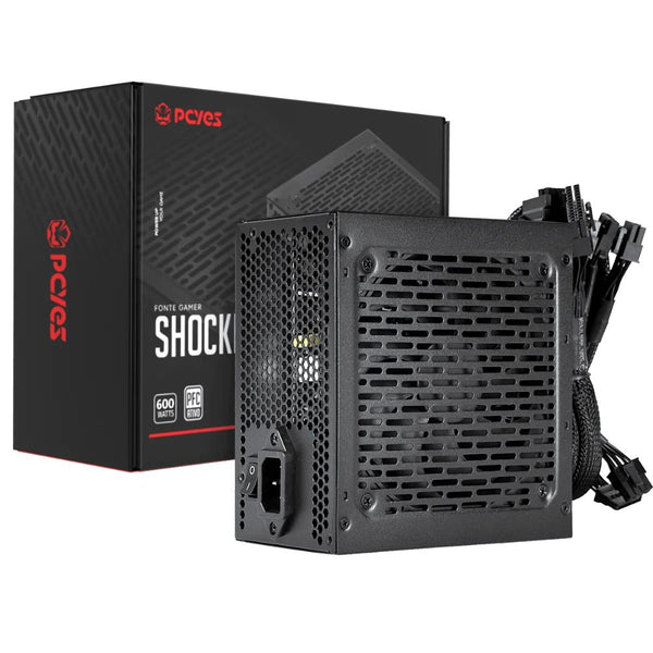 Fonte Gamer PCYes Shocker 600W Full Modular 80 Plus Standard PFC
