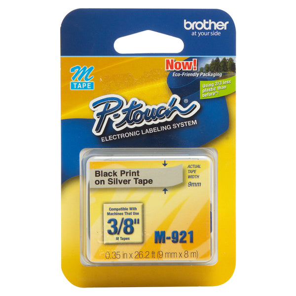 Fita Brother M921 para Etiquetadora Preto/Prata 9mm