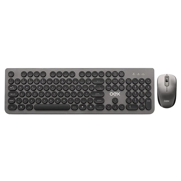 Kit Teclado e Mouse Sem Fio OEX TM410 Chumbo - 48.7307