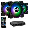 KIT COOLER 3 UNIDADES AEROCOOL SATURN 12 PRO ARGB + HUB + CONTROL