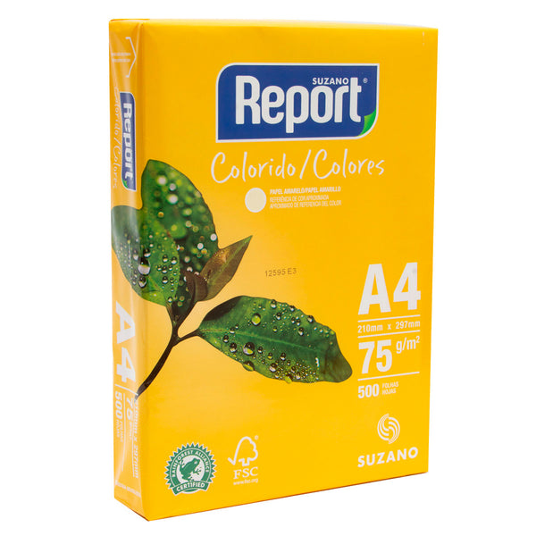 Papel A4 Report Multiuso Amarelo 500 Folhas
