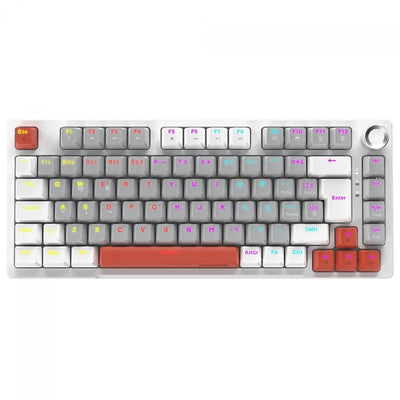 Teclado Mecânico 75% PCYES Arkeum White Ghost Switch Red