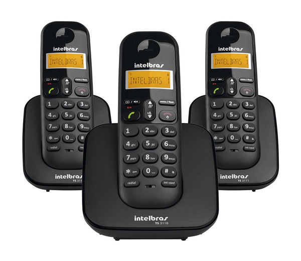 Telefone sem fio Intelbras TS3113 + 2 ramais preto