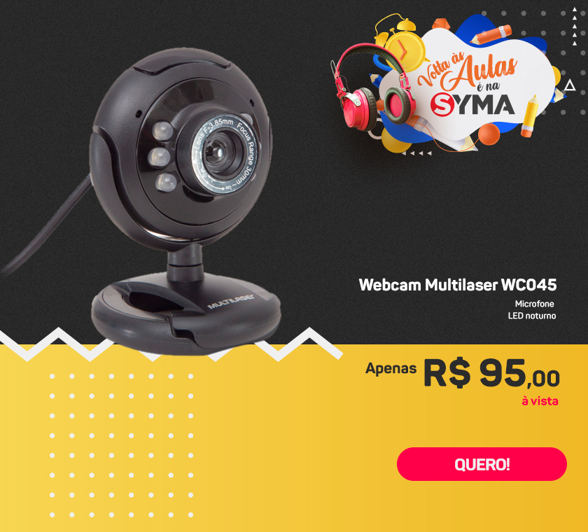 Webcam Multilaser WC045 com microfone e LED noturno