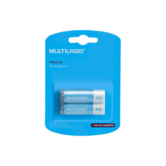 PILHA RECARREGÁVEL MULTILASER C/2 AA  2500MAH - CB053