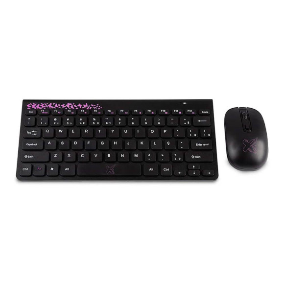 Kit de teclado e mouse Freestyle sem fio preto e rosa